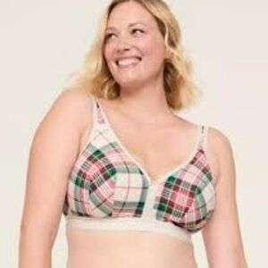 Cacique by Lane Bryant Cotton Blend No Wire Plaid Bra 46DD